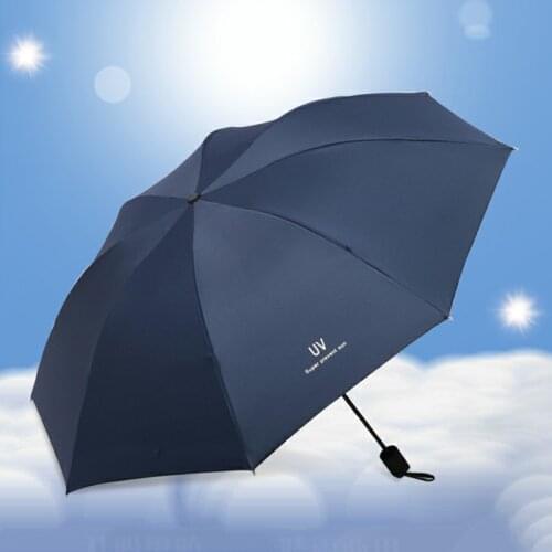 China Teenage Girl Triple Folding Umbrella Thicken Black Glue Sunscreen Parasol UV Wholesale Price Sunny and Rainy Umbrella