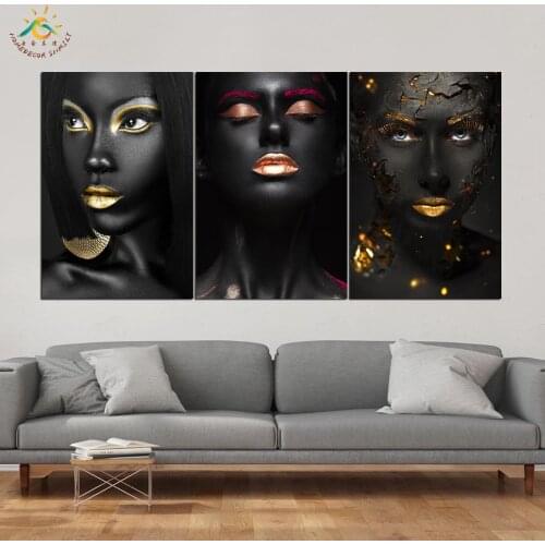 Cool Black Girls Wall Art HD Prints Canvas Art Painting Modular Picture And Poster Canvas Painting Decoration Home 3 PIECES