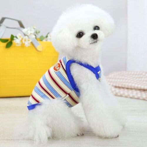 Summer Dog Clothes Cotton Dog Vest Skirt Puppy Cute Stripe Pug French Bulldog Pet Clothing 2021