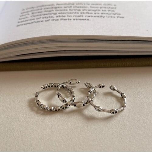 MLKENLY Vintage Fashion Adjustable Geometric Chain Ring for Women Girl Personality Pig Nose Shape Ring 925 sterling silver Jewel