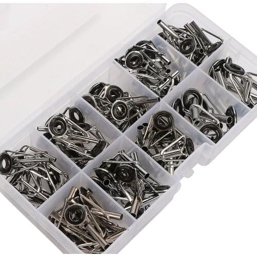 90PCS/lot Fishing Rod Rings for Repair Kit DIY 9 Sizes Stainless Steel & Ceramic Fishing Rod Guides with Tackle Box Accessories