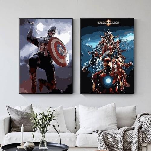 Marvel Superhero Captain America and Quakes Wall Art Canvas Painting Posters Prints Wall Pictures for Living Kids Room Decor