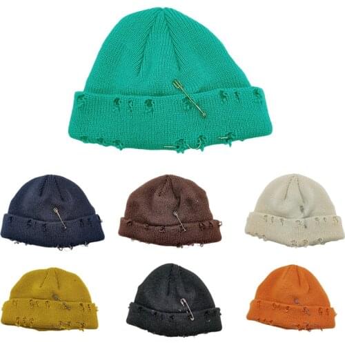 2021 the New Pin Three Ring Knitted Hat Outdoor Keep Warm Cold-Resistant Wool Rapper Skullcap Cap