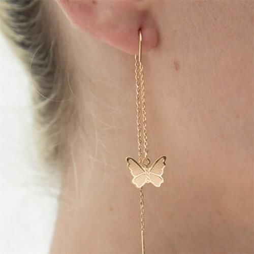 5178001 hanzhishang new butterfly ear line creative simple alloy metal earrings for women