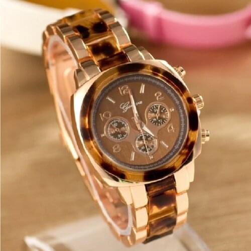 NEW Geneva Metal Watch Women Leopard Rhinestone Wristwatch Woman Golden Watch crystal analog quartz Dropshipping
