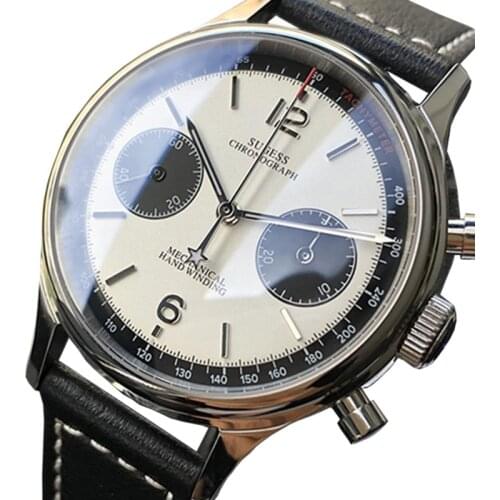 New Luxury Pilot Watch Panda Dial Sports Watch Mens Chronograph Seagull 1963 38mm Gooseneck Men Watch Top Brand Military ST1901