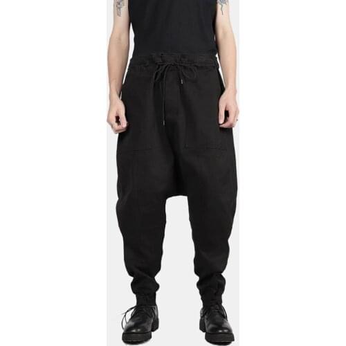 New 2020 Mens Clothing Hair Stylist Catwalk Loose Low crotch Harem Pants Plus Size Singer Costumes