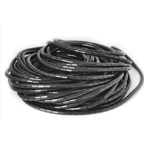 Black color Flame retardant spiral bands diameter 8mm About 12M Cable casing Cable Sleeves Winding pipe