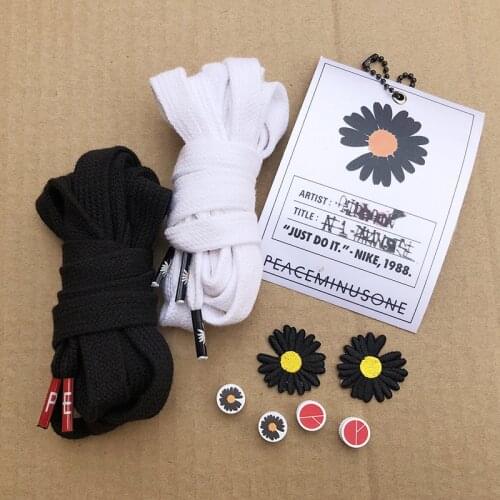 PEACEMINUSONE X GD AF1 Daisy anti-war black and white shoes buckle DIY tags Para noise 2.0 air force one mens and womens