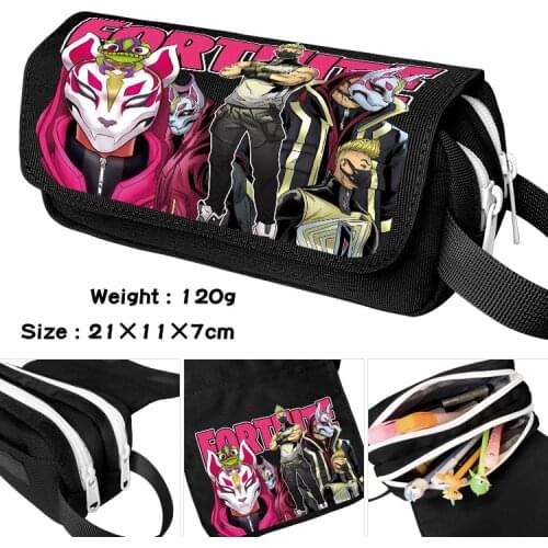Fortnite Pencil Case Cartoon Large-capacity Student Print Canvas Zipper Pencil Case Multifunctional School Bag Stationery Box