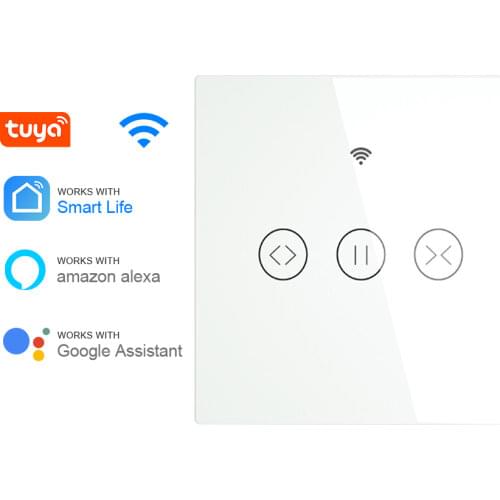 Support WiFi Smart Curtain Blinds Switch Module Smart Home Automatical Curtain Control System Touch Switch with Glass Panel