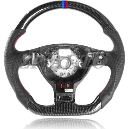 Custom Carbon Fiber Perforated Leather without Paddles hole Fits For Volkswagen MK5 Steering Wheel