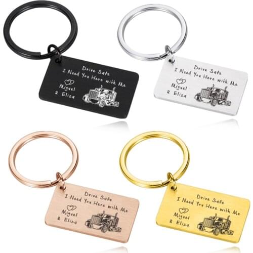 Personalized Drive Safe Keychain Customized Name and Greetings Charm for Unisex Accessories Stainless Steel Pendant Key Rings