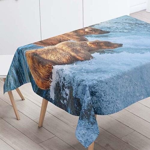 Rectangular Tablecloths Decorative Table Cover 3D Printing Polar Bears Animal Dining Table Cloth
