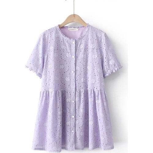 Plus Size XL-4XL Womens Floral Embroidery Summer Tshirts Oversized Elegant Tops Large Size Female Shirts