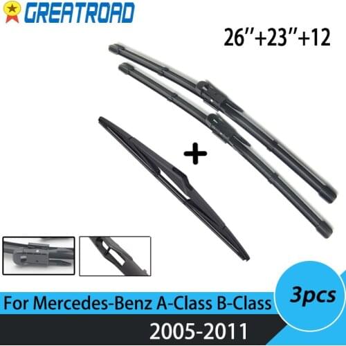 Wiper Blades For Mercedes-Benz A-Class B-Class W169 W245 Front Rear Set 2011 2010 2009 2008 2007 2006 2005 26"23"12"