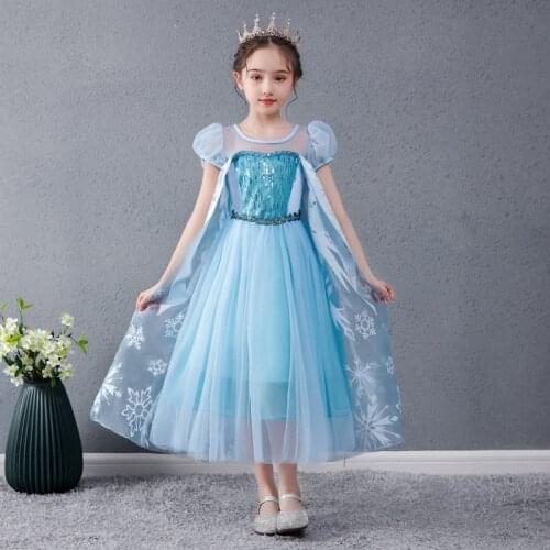 Snow queen summer new fancy girls dress Anna and Elsa dress festival birthday party dress cosplay princess costume
