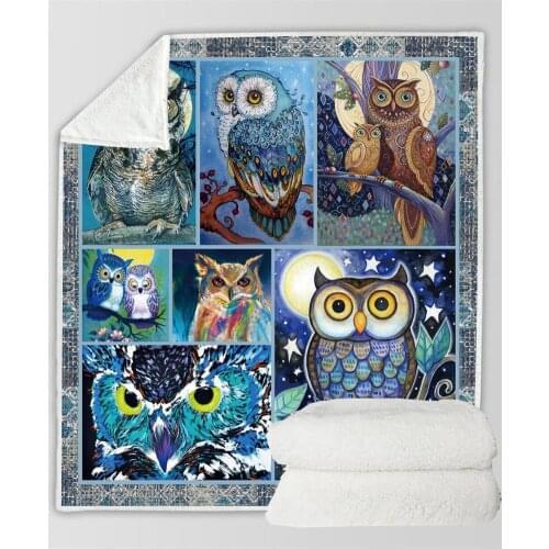 Owl hand-drawn owl 3D Quilt Blanket For Kids Adults Bedding Throw Soft Warm Thin Office Blanket With Cotton Quilt style-1