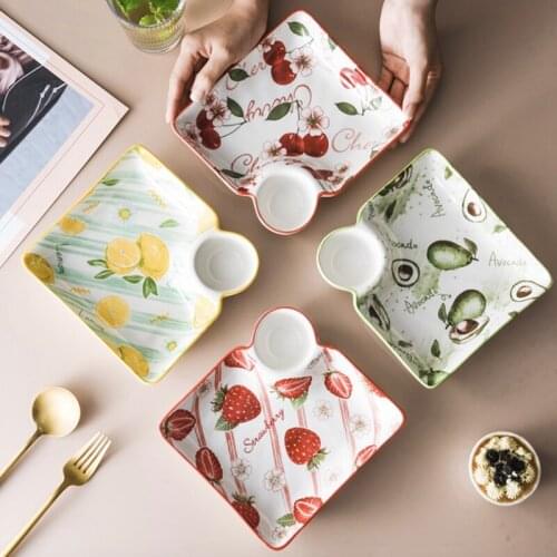 Salad Plate Home Vegetable Fruit Dish Dinner Plates Home Bowl Baking Pot Pan Kid School with Sauce Ceramic Microwave Oven Use