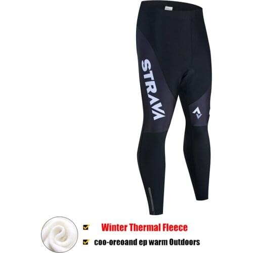 STRAVA Cycling Pants Winter Fleece Thermal Cycling Tights Men Cycling Bib Pants Windproof Bike Long Trousers With 19D Gel Padded