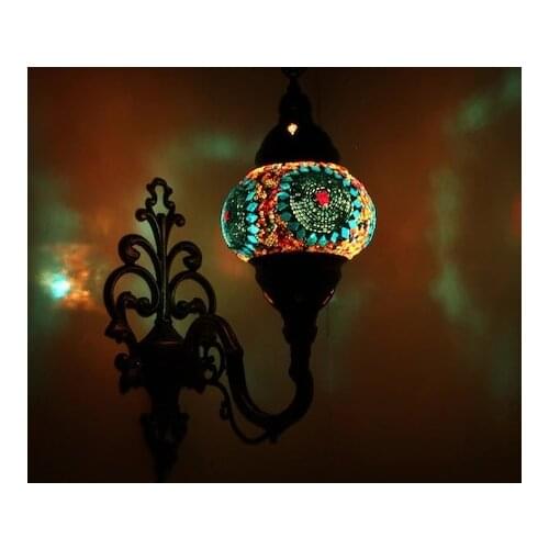 Artpad Vintage Glass Turkish Mosaic Lamps Handmade Bedroom Study Living Room Handmade Gift Mosaic Wall Lamp Ottoman
