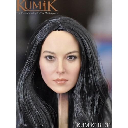 Kumik18-31 1/6 Female Head Sculpt Black Long Hair For 12'' TBleague Figure Doll