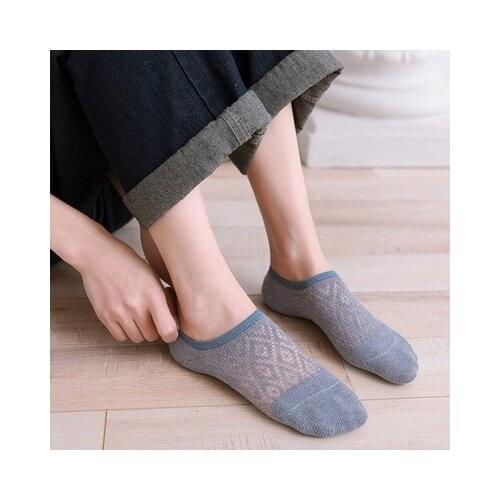 Women Low Cut Socks 2021 Summer Hollow-Out Socks Slippers Mesh Breathable Anti-Slip Female 10+ Colors носки женские