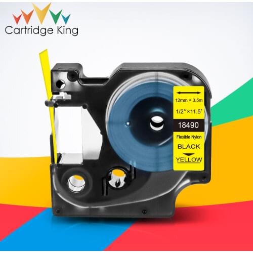 18488 18490 Black on Yellow White Label Tapes Nylon Replace Dymo Industrial Labels for Rhino Label Maker 6000 6500 4200 5200