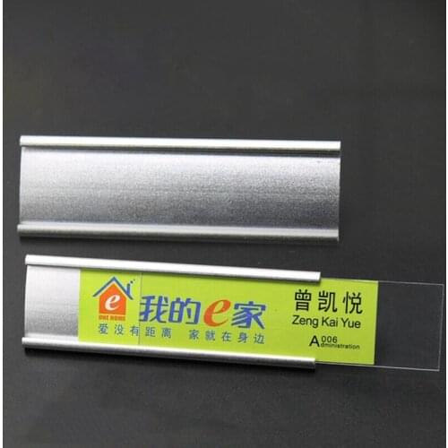 2pcs 70*22mm blank aluminum name tags with pin or magnet hotel staff silver gold reusable id badge holder