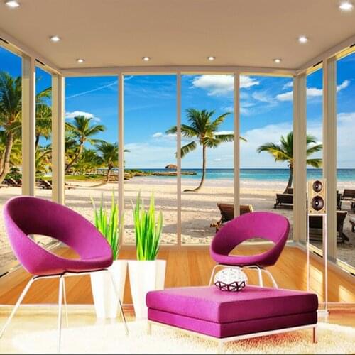 Custom Modern 3D Maldives Beach Scenery Photo Wallpaper Living Room TV background Wall Waterproof Home Decor Wall Cloth Fresco