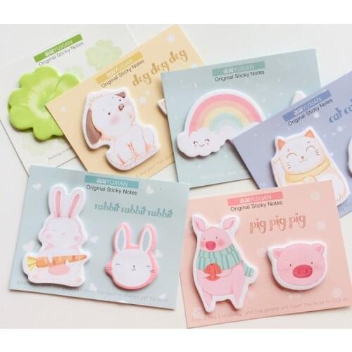 40 Sheets Fresh Cartoon Cat Dog Cloud Rabbit Memo Pads Student Office Stationery Notepad Kids School Decor