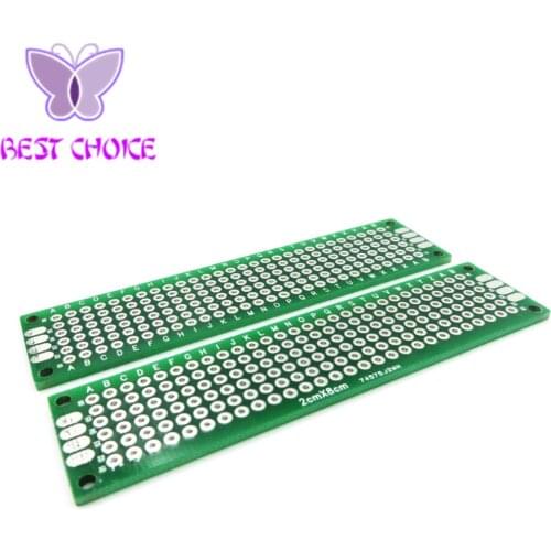 Free shipping 10pcs 2x8 cm double Side Copper prototype pcb 2*8 panel Universal Board for Arduino