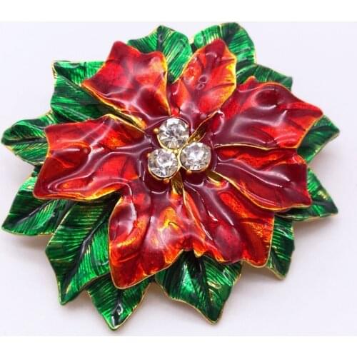 5PCS New Year Series Metal Drop Tape Drill Christmas Flower Dual-use Brooch 57 * 50MM Jewelry Gift Christmas Decoration Brooch
