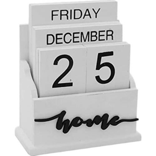 Wooden Clamshell Desk Block Calendar Permanent Wooden Desk Calendar Week Month Date Display Home Office Decoration