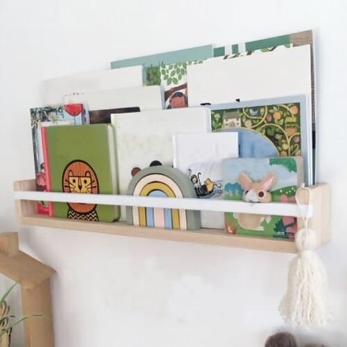 Supply Center Wooden Baby Child Room Rack Montessori Shelf Wooden Wall Rack