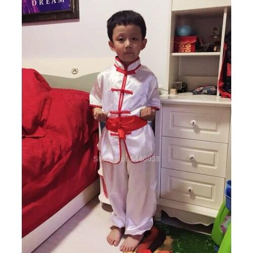 Children Traditional Chinese Kungfu Suit for Kids Taichi Uniform Girls Boys Tang Suit Hanfu Stage Performance Costume Set