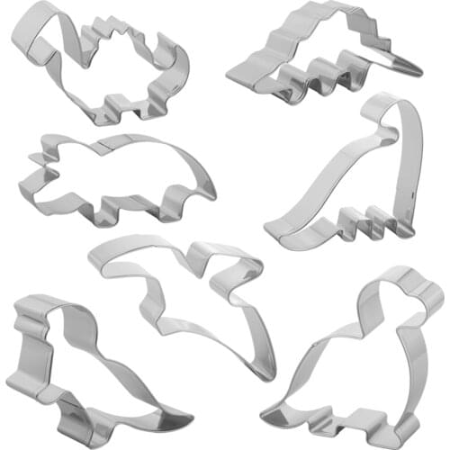 Dinosaur Cookie Cutter Set-7pcs-Pterodactyl,Triceratops,Concavenator,Leaellynasaura,Baby Dinosaur,Camarasaurus,Stegosaurus-Steel