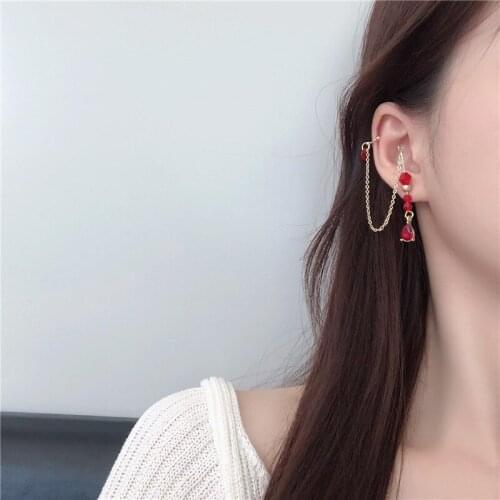 Elegant Transparent Crystal Beads Earrings for Women 2020 Single Ear Ring