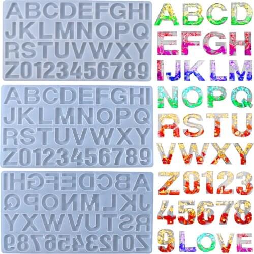 Alphabet Letter Number Mold Crystal Epoxy Resin Silicone Mould For DIY Earring Pendant Creative Keychain Jewelry Making Tool