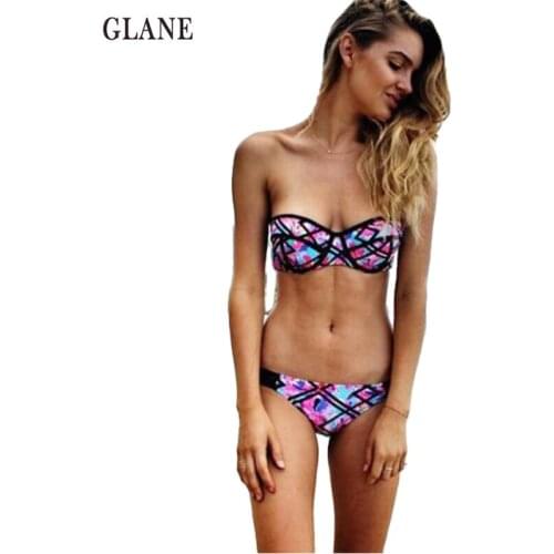 2018 Hot Floral Sexy Women Push-up Padded Bra Bikini Bandage Low Waist Print Swimwear Women Swimsuit Brazil Bathing Beachwear