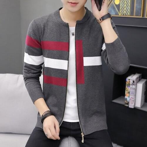 2021 Korean Knitted Cardigan Sweater Mens Spring Clothing Brand Jacket Casual Round Neck Mens Jacket Slim Fashion Mens Sweater
