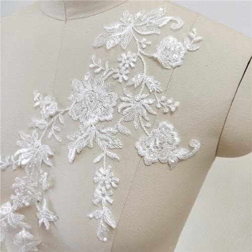 10pairs Embroidery Mirror Flower Lace Patches Wedding Dress Veil ChildrenS Wear Performance Costum, Diy Accessories