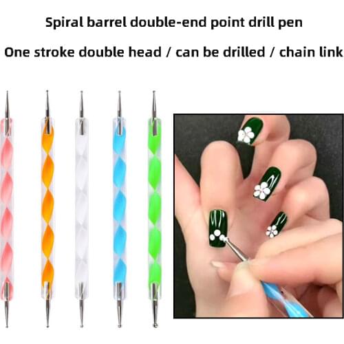 LEAMX 5/pcs Acrylic Nail Chain Link Pen Point Drill Pen Double-headed Spiral Shaft Multi-function Armor Point Drill Set Tool New