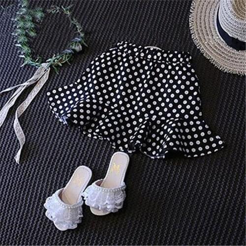 Summer Girls' Skirt Childrens Retro Spots Stretch Girls Skirt Chiffon Fishtail Skirt Black Color P2 166