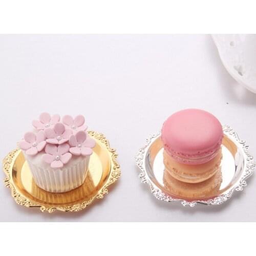 10cm Metal Min cake tray Gold/Silver Fruit Plate Small Items Jewelry Display Tray