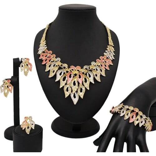 Mirafeel Bridal Dubai Gold Jewelry Sets Women Fashion Big Pendant Necklace Earrings Ring Bracelet African Wedding Jewelry Set