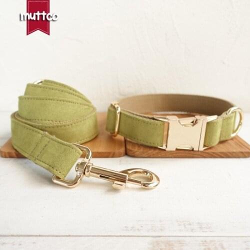 MUTTCO retailing self-design collar THE TREE poly satin and nylon yellow green and brown 5 sizes dog collar and leash UDC031J