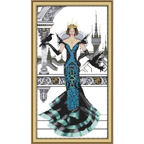 RAVEN-QUEEN cross stitch kit aida 14ct 11ct count print canvas stitches embroidery DIY handmade
