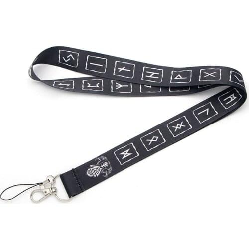 ZF641 1pcs Viking Rune Cool Creative Lanyard Badge ID Lanyards Mobile Phone Rope Key Lanyard Neck Straps Accessories
