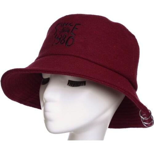 Autumn Winter fashion Lron ring Bucket caps Outdoor leisure hats Unisex stylish hip hop bucket hat Bucket caps Hats for women